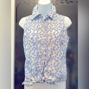 Talbot's Sleeveless Floral Tie Front Blouse